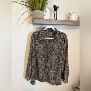 Notations Leopard Print Blouse in Black and Tan